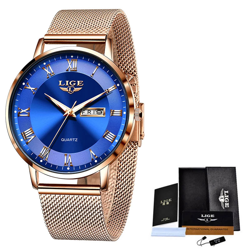 LIGE 2024 New Watch Women Luxury Watches Creative Steel Bracelet Watches