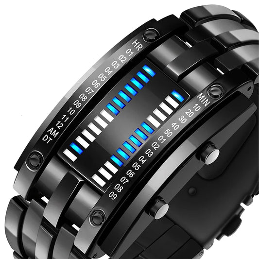 Men Watch 50m Waterproof Lava Double Row Lamp Led Male Binary Steel Electronic Sport Watches