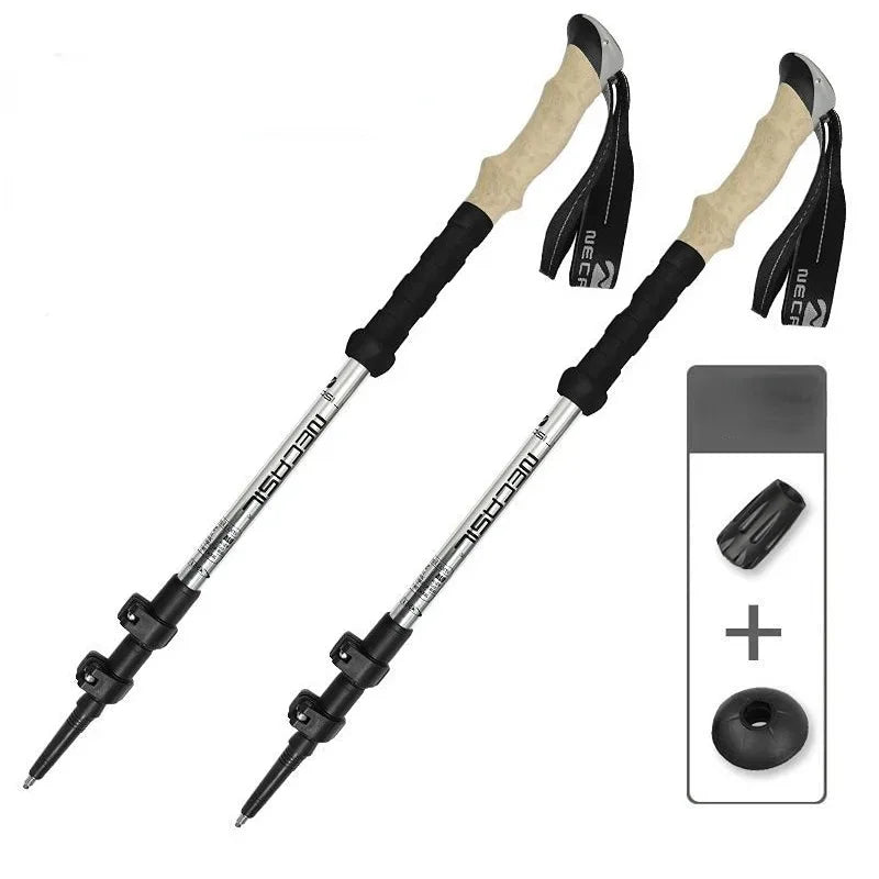 2PCS Trekking Poles Walking Sticks Alpenstock Telescopic Ultralight Premium Adjustable with Quick Lock Hiking Cane