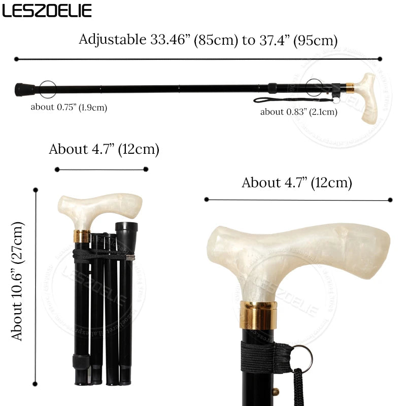 Adjustable Stick Man Resin Handle Black Aluminum Alloy Luxury Walking Sticks Women Walking Cane