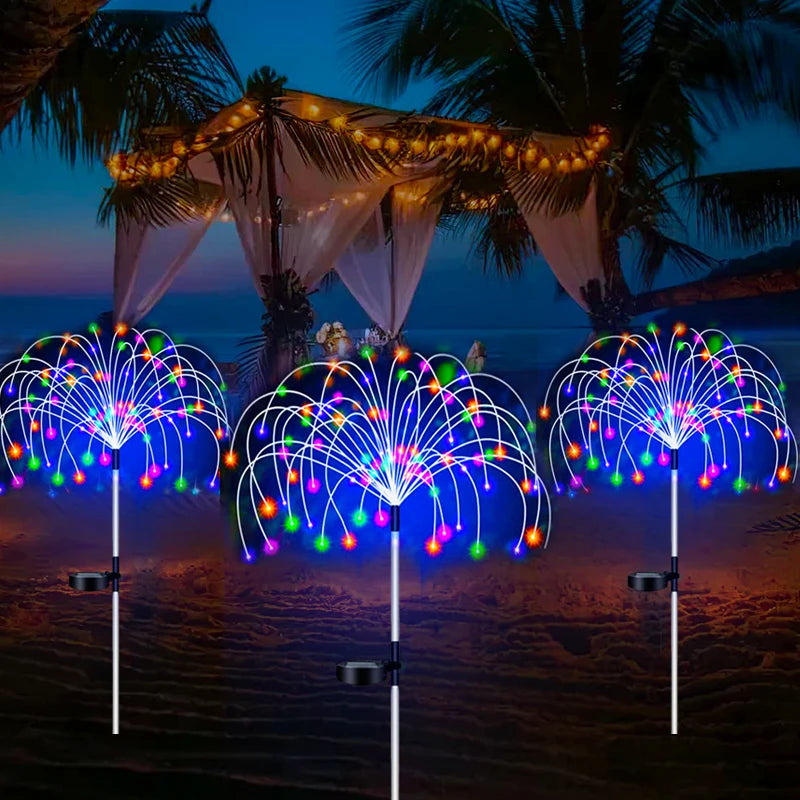 Solar Firework LED Stake Lights Outdoor Garden Pathway Decor Waterproof Fairy Light Yard Lawn Patio Landscape Lamp