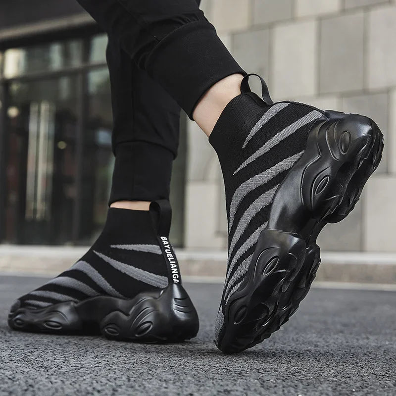 Men Women's Socks Boots High Top Casual Sneakers Shoes Mesh Breathable Walking Shoes