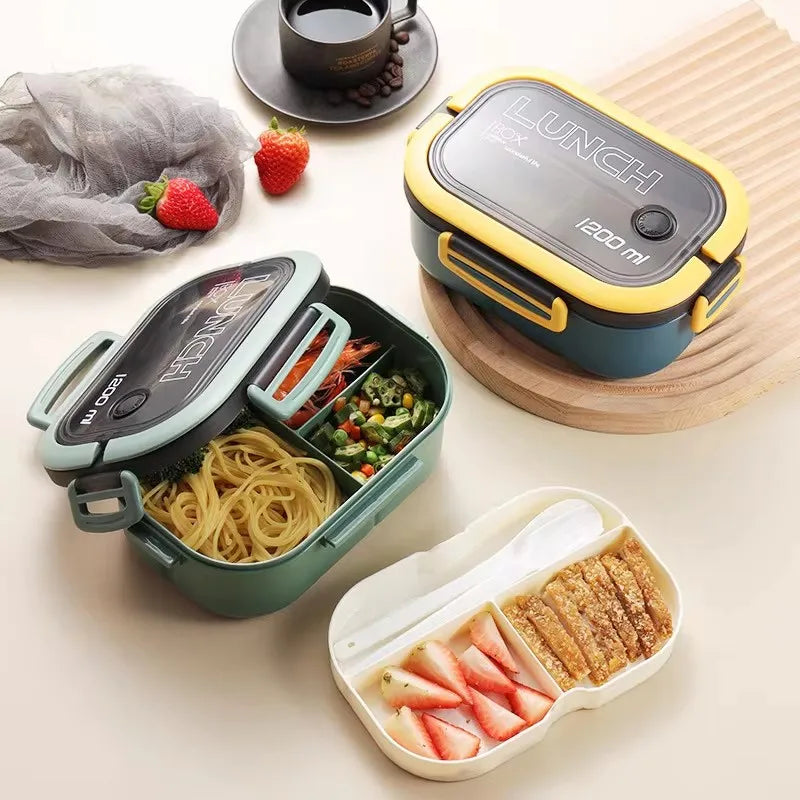 Kitchen Supplies: Single-layer, Double-layer Portable Fruit Food Box, Lunch Box with Fork Spoon Preservation Box