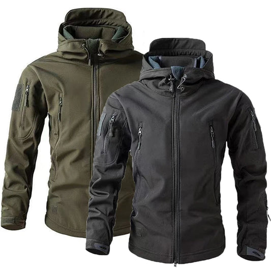 Men's Winter Autumn Warm Fleece Cargo Jackets Softshell Hooded Windproof Coat Outdoor Hiking & Camping M-5XL