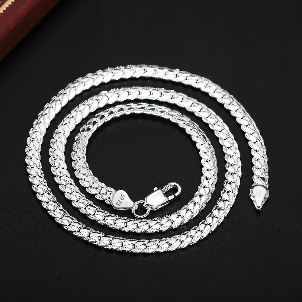 18K Gold/Silver Color 6mm Full Sideways Necklace 8/18/20/24 Inch Chain For Woman Men Fashion Wedding Engagement Jewelry - Hiron Store