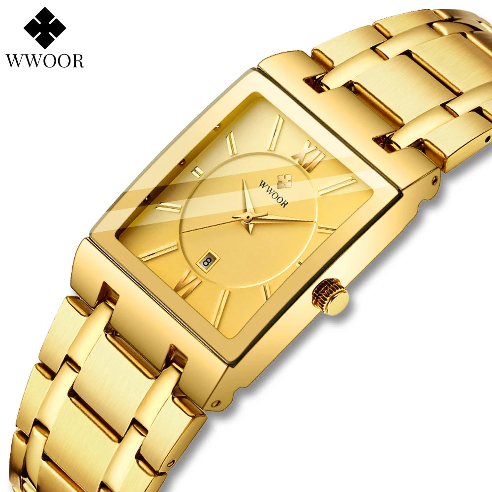 Men's Watches Luxury Wrist Watch Quartz Square Waterproof Clock