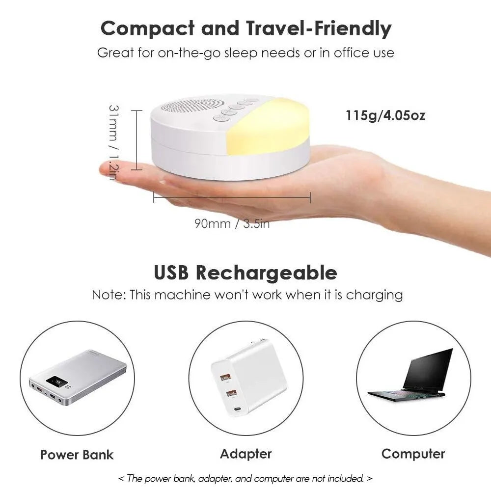 Baby White Noise Machine Kids Sleep Sound Player Night Light Timer Noise Player USB Rechargeable