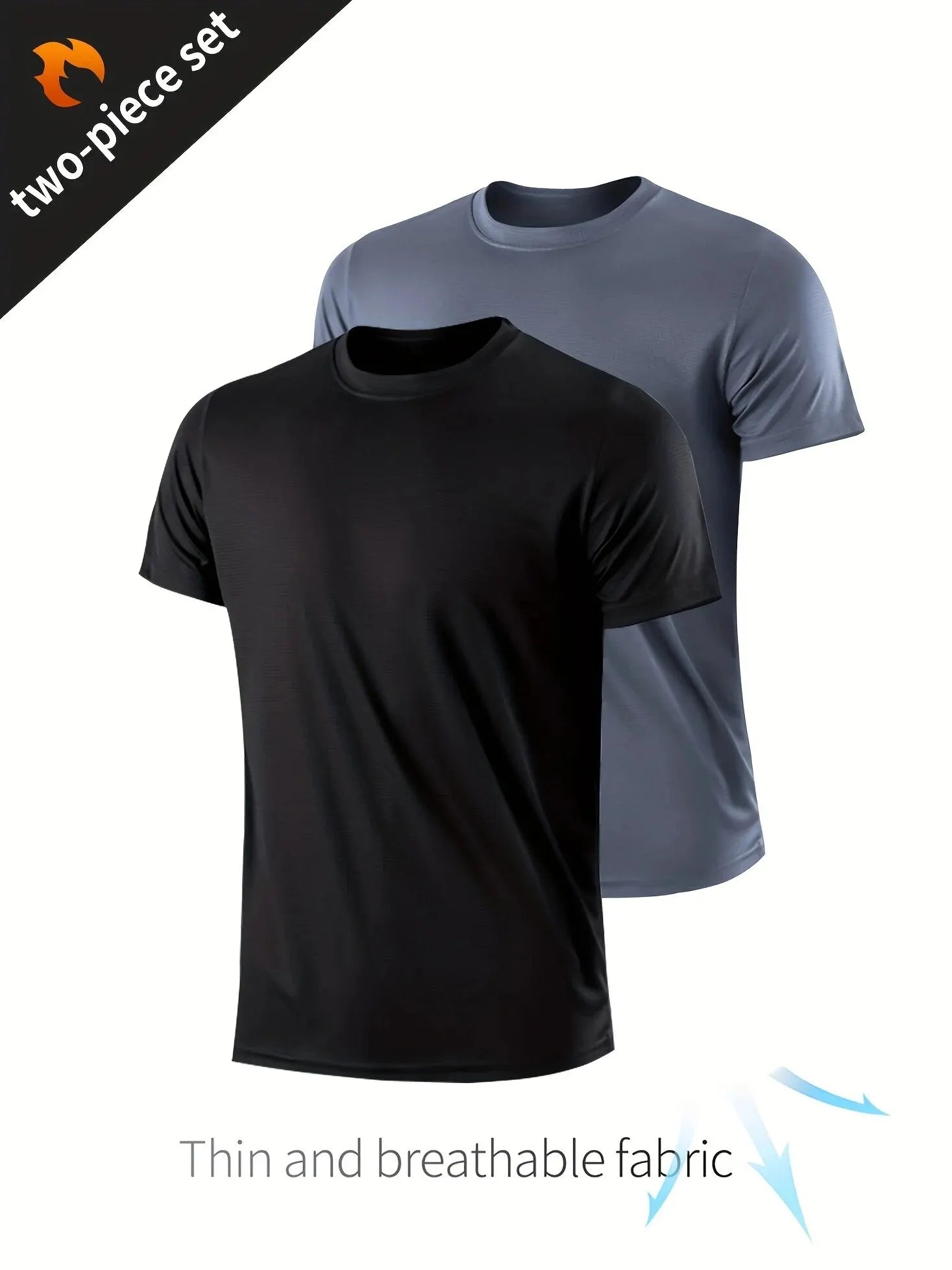 2pcs Quick-drying Compression T-shirt for Men - Lightweight and Breathable Sports Shirt for Outdoor Gym, Running, and Fitness - Hiron Store