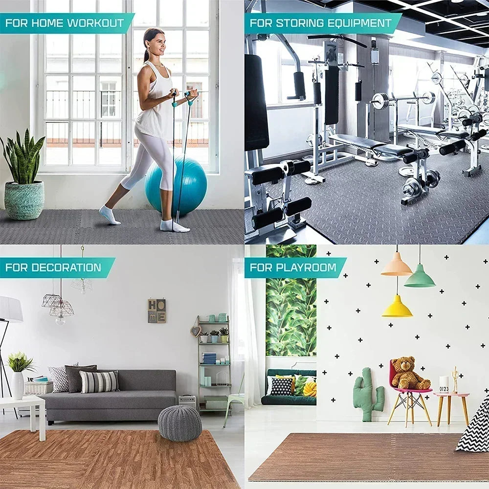 4~20Pcs Puzzle Fitness Mat, Eva Interlocking Foam Floor Tiles,  Home Gym   Equipment Mat, Non-Slip Floor Mat for Kids