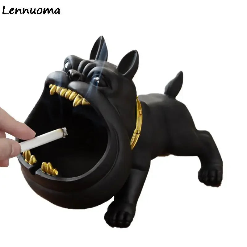 Dog Ashtray Decorative Bulldog Animal Large Capacity Storage Box Ceramic Crafts Ornaments