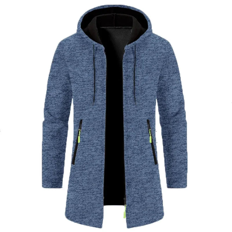 Men's Hoodies Long Sleeve Sweatshirts Zipper Hooded Oversize Winter Top Jacket Coat Black Sweater