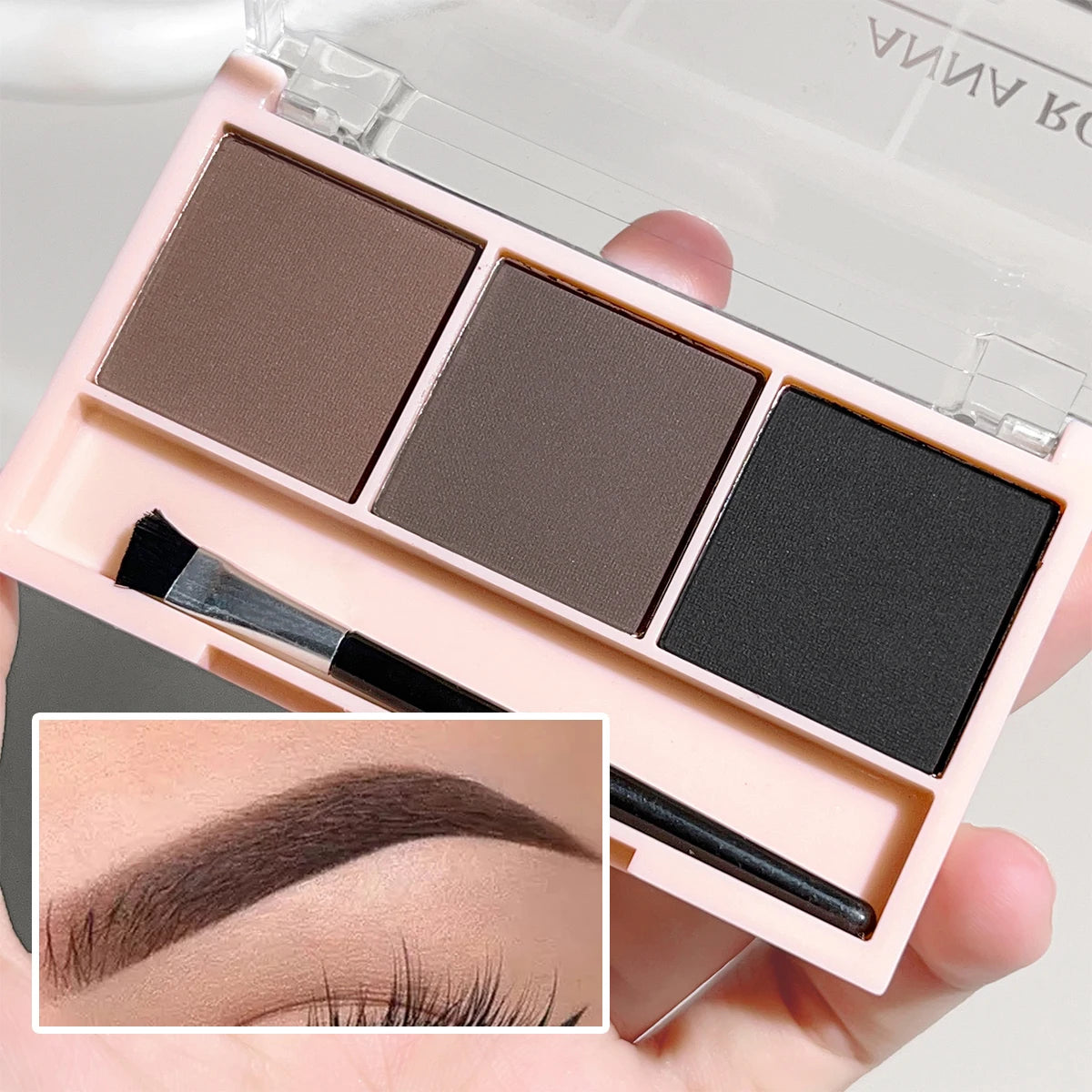 3-Color Brow Powder Set with Brush - Long-lasting, colour-resistant, versatile contour makeup set for natural, three-dimensional