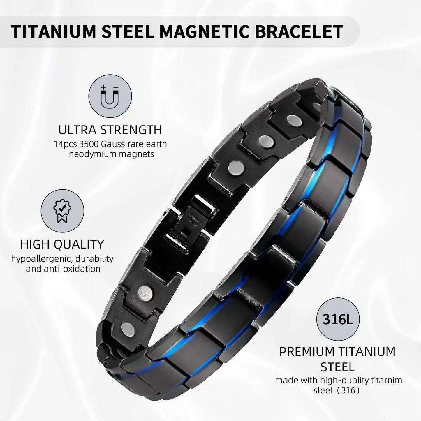 Classic Tank Track Design Titanium Steel Bracelet Men's Magnetic Therapy Sports Link Bracelets