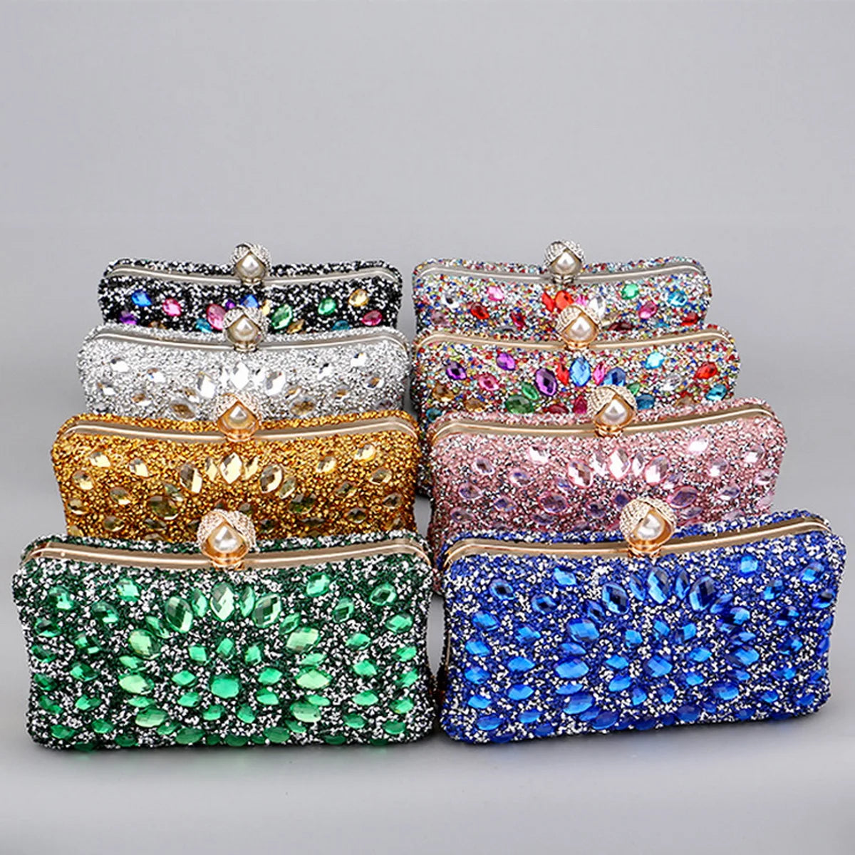 Full Diamonds Acrylic Flower Luxury Prom Wedding Dinner Handbags