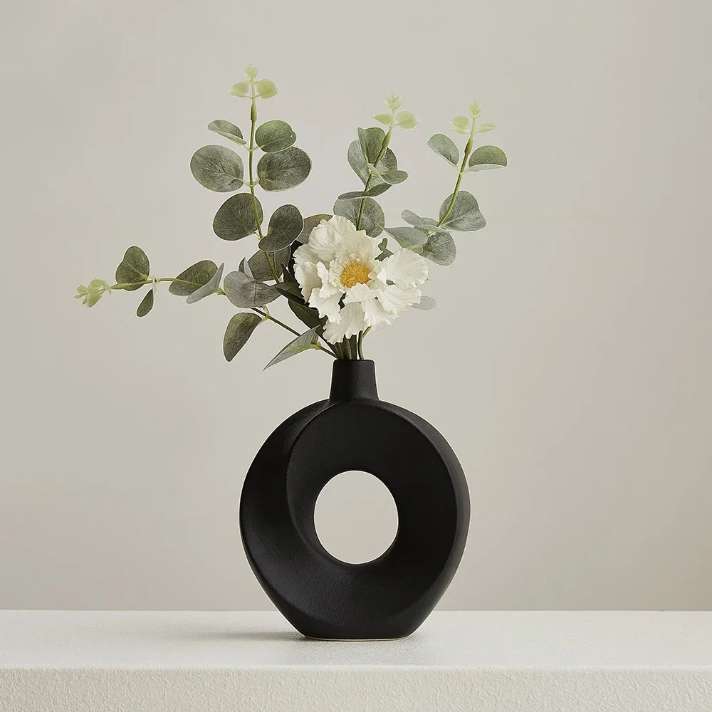 Ceramic Vase Nordic Style White Vase Light Luxury Flowerpot Modern Home Ornaments Decoration