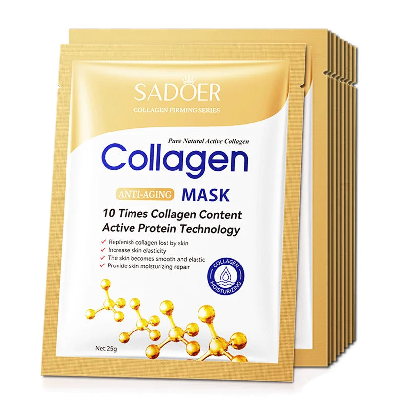 10pcs Anti-wrinkle Collagen Face Mask, Moisturizing Anti-Aging Repair, Brightening skincare Face Sheet Mask