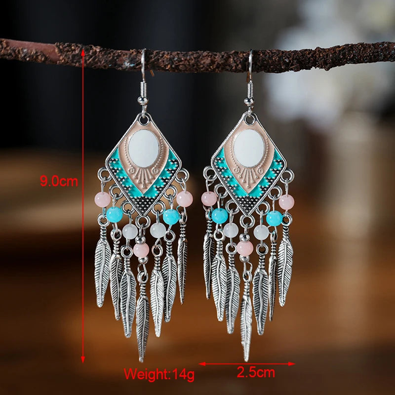 Drop Dangle Earrings Geometric Beads Handmade Boho Earring Jewellery