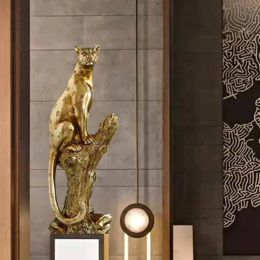 Resin Golden Leopard Statue, Office Sculpture Ornaments, Home Decoration, Birthday Gift