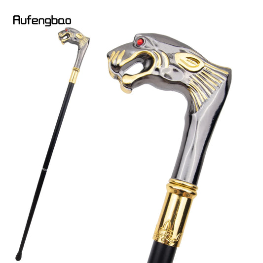 Golden Black Leopard Red Eye Luxury Fashion Cosplay Walking Stick Party Decorative Cane Elegant Crosier Knob Stick