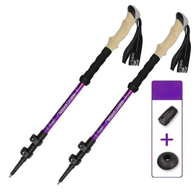 2PCS Trekking Poles Walking Sticks Alpenstock Telescopic Ultralight Premium Adjustable with Quick Lock Hiking Cane