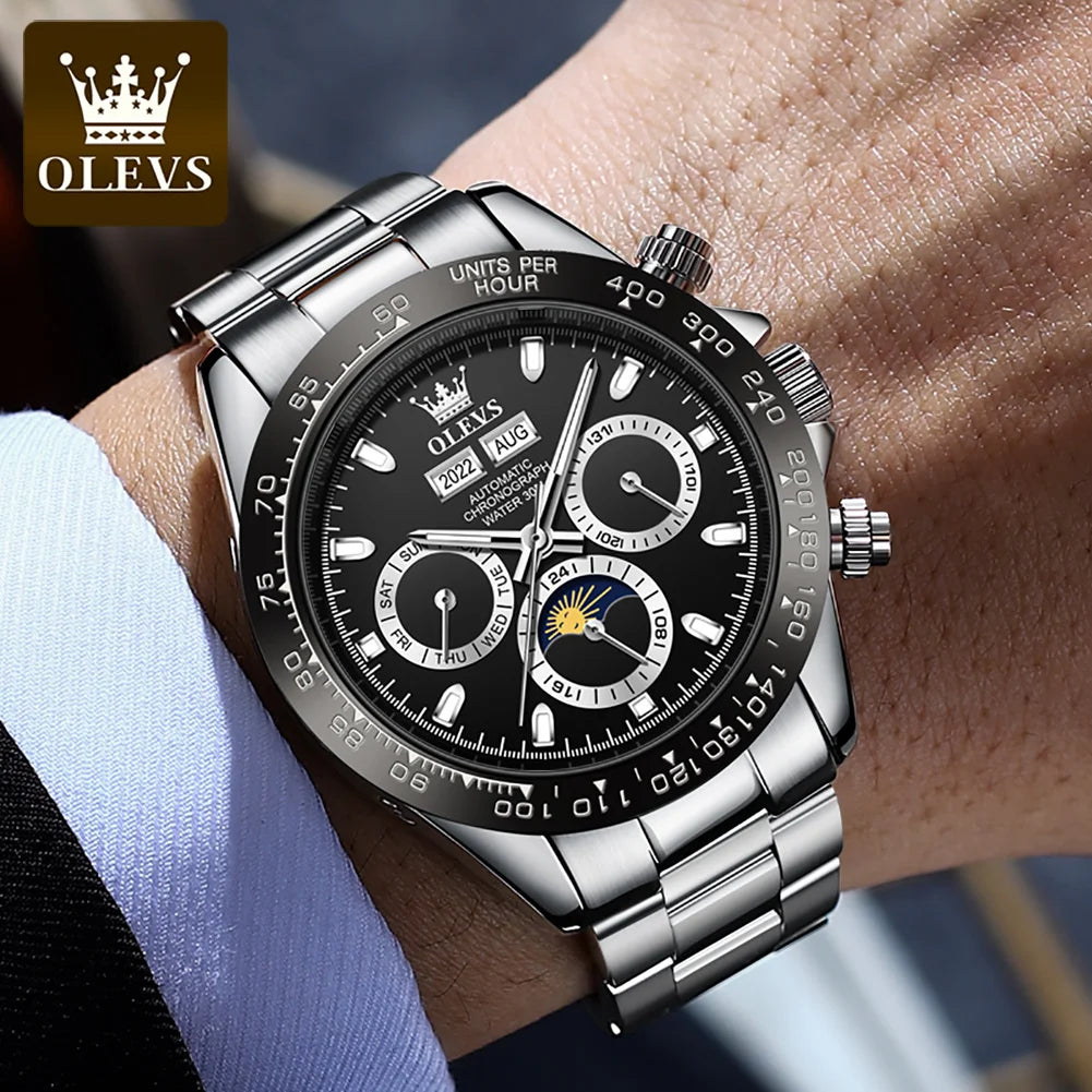 OLEVS  Watch for Men TOP Brand Original Stainless Steel  Waterproof Man Wrist Watch Luxury Set