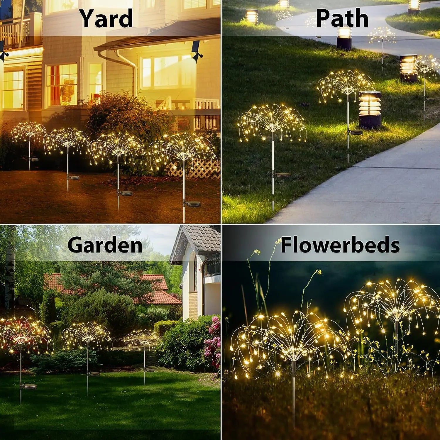 Solar LED Firework Fairy Lights Outdoor Garden Decoration 8 flashing modesLawn Pathway Lights Patio Yard Party Christmas Wedding - Hiron Store