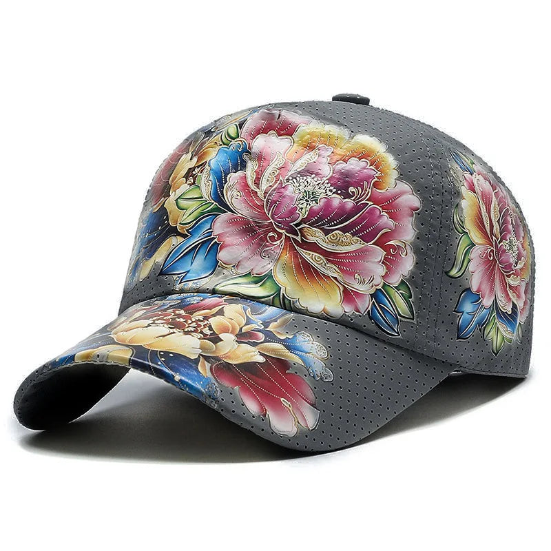 Spring/Summer Quick Drying Baseball Cap Men's & Women's Outdoor Beach Camping Sun Hat Printed Chinese Style Flower Sun Hat