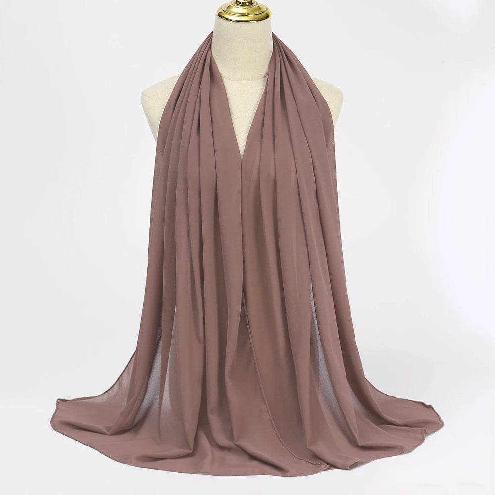 Muslim Chiffon hijab Scarf Long Solid Color Head Wrap Women's Hijabs & Scarves Jersey Hijab Veil