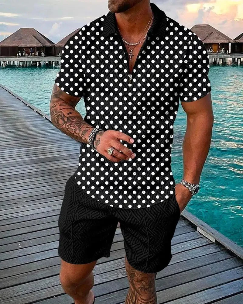 Men Polo Shirts For Men Set Streetwear 3d Printing Short Sleeve Polo Shirt + Shorts Suit Summer Fashion Sportswear Men Clothing - Hiron Store