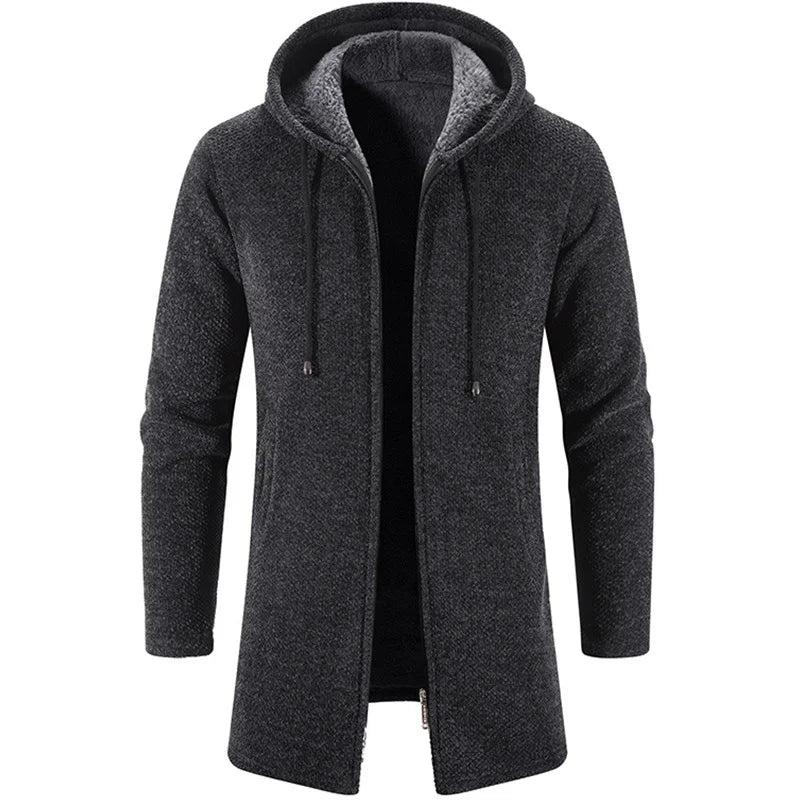 Men's Sweaters Coat Winter New Hot Warm Zipper Medium Long Cardigan Sweaters