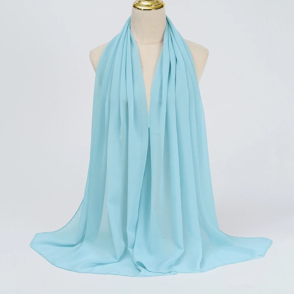 Muslim Chiffon hijab Scarf Long Solid Color Head Wrap Women's Hijabs & Scarves Jersey Hijab Veil
