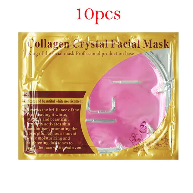10pcs Crystal Collagen Gold Face Masks Beauty Skin Care Anti-Again Hydrating Moisturizing Facial Mask for Face Care