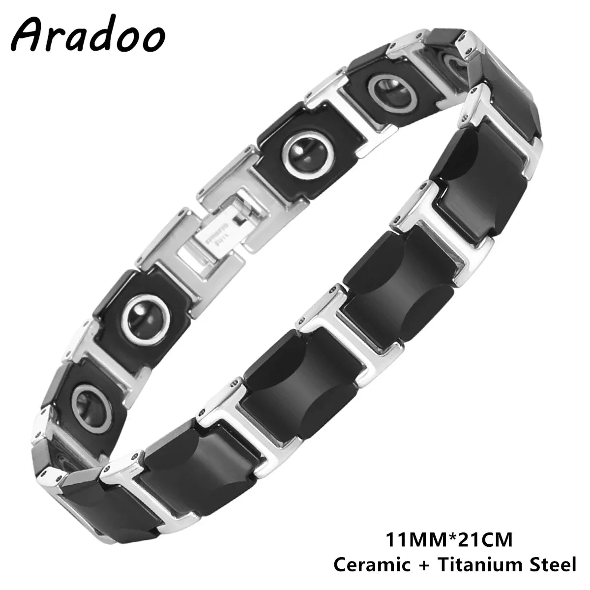 Blue Ceramic Titanium Steel Bracelets Hematite Magnetic Strap Buckle Design Power Wristband for Women Men