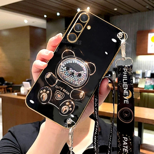 Crossbody Lanyard Bear Silicone Case For Samsung Galaxy A15 A25 A35 A55 A14 A24 A34 A54 5g A05s Holder Cover