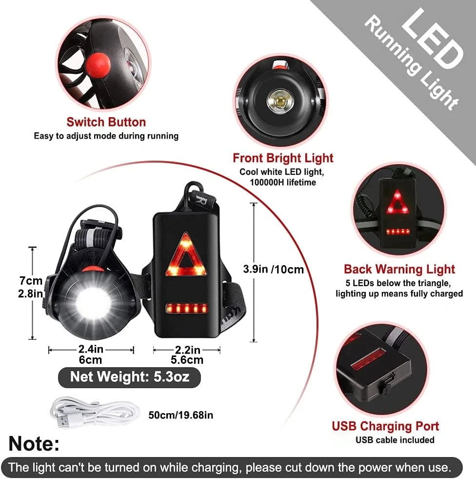 1pc Outdoor  Night Running USB Charging Lights LED Chest Lamp Back Warning Light for Camping Hiking Running Jogging Adventure