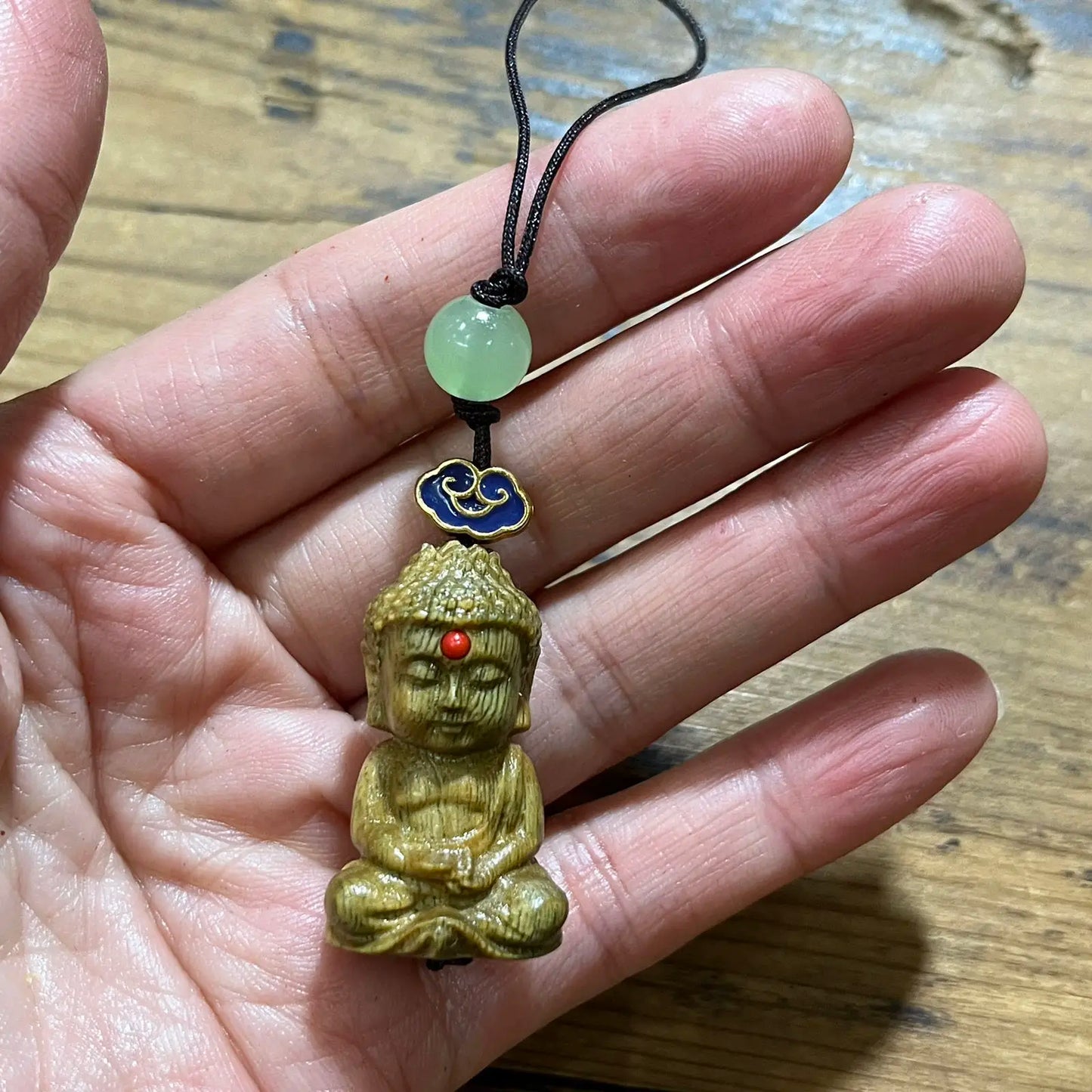 Small Leaf Boxwood Small Bergamot Pendant Solid Wood Baby Buddha Big Day Tathagata Bag Hanging Ornament