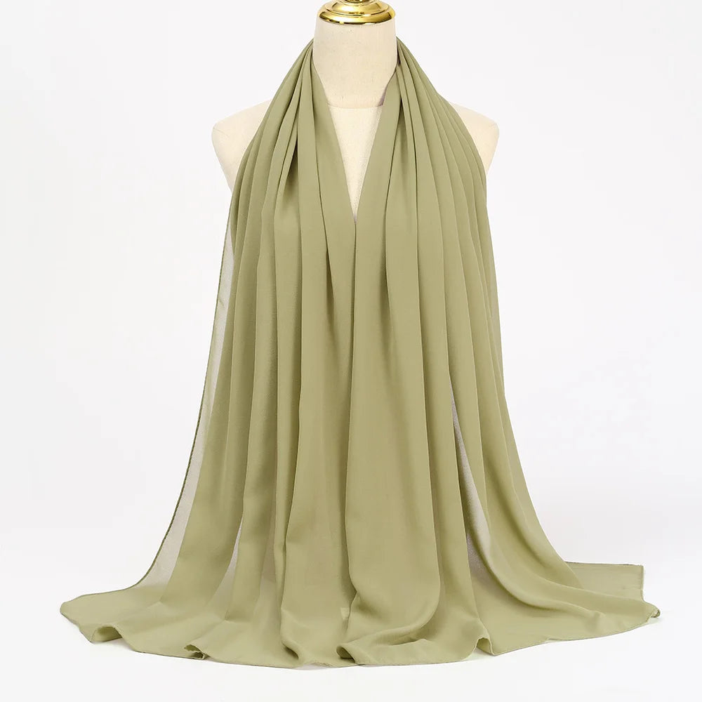 Muslim Chiffon hijab Scarf Long Solid Color Head Wrap Women's Hijabs & Scarves Jersey Hijab Veil