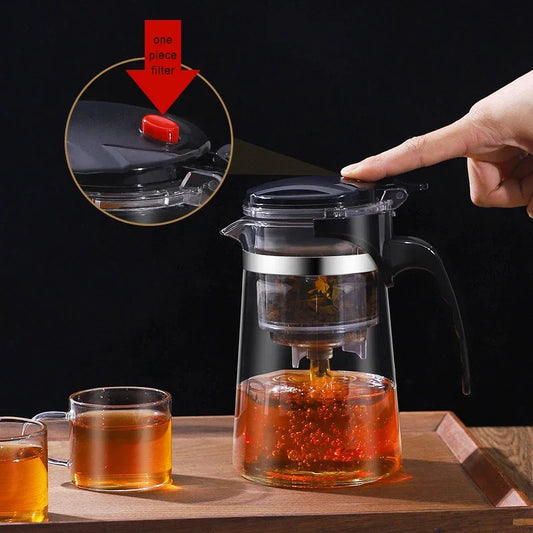 Heat Resistant Glass Teapot One-click filtering Tea Pot Tea Water Separation Filter Tea Maker Coffee Pot Set