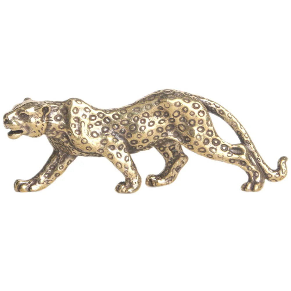 Vintage Brass Leopard Statue Brass Leopard Figurine Lifelike Animal Statue Paperweight