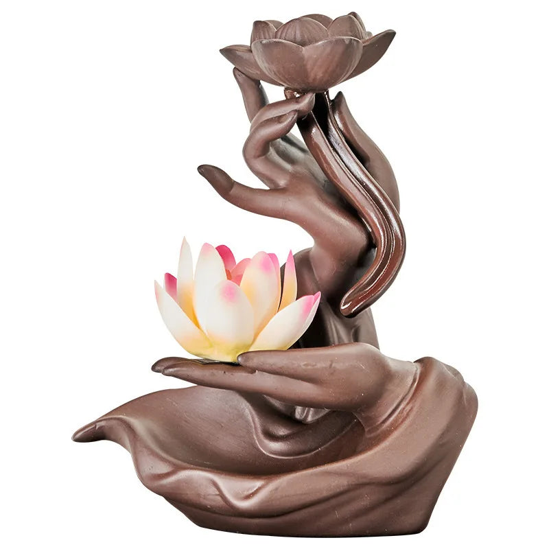 Ceramic Purple Sand Backflow Incense Stove Zen Buddhist Hand Creative Home Fragrance Stove Incense