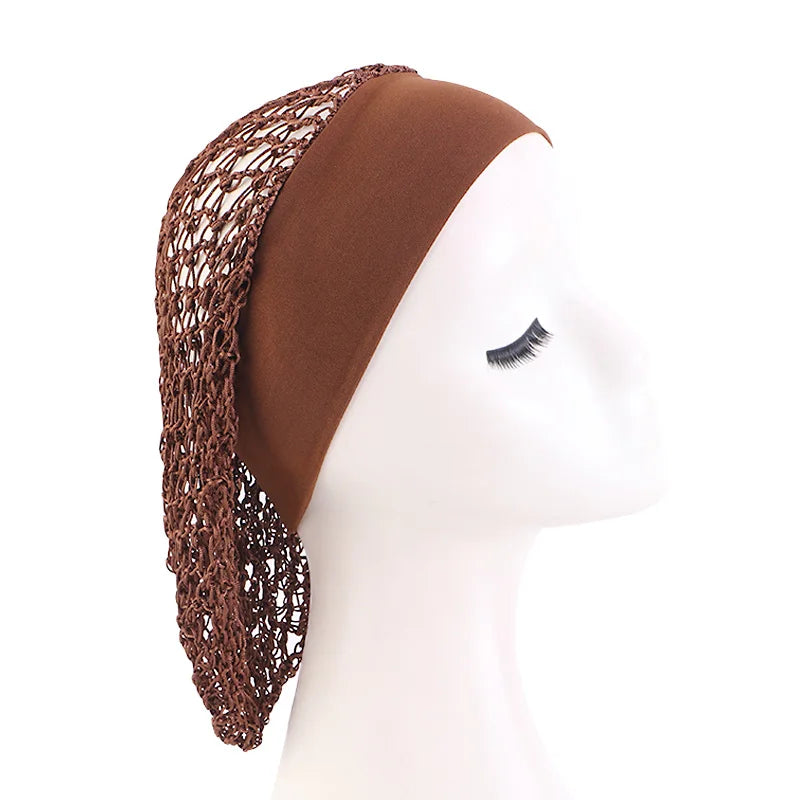 Women Ladies Hair Net Stretchy Wide Band Mesh Hair Net Soft Rayon Breathable Crochet Hairnets Wig Accessories