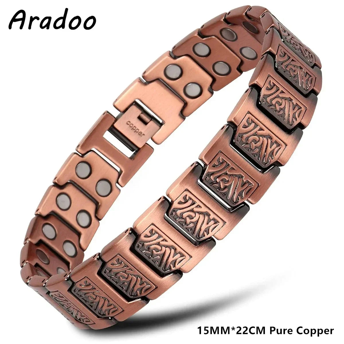 Pure Copper Bracelet Men‘s 3500 Gauss Strong Magnetic Therapy Link Bracelets Jewellery Gifts