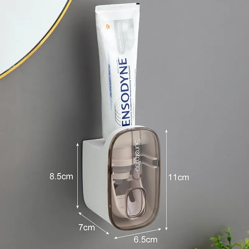 1 PCS Automatic Toothpaste Dispenser Bathroom Accessories Wall Mount Lazy Toothpaste Squeezer Toothbrush Holder - Hiron Store