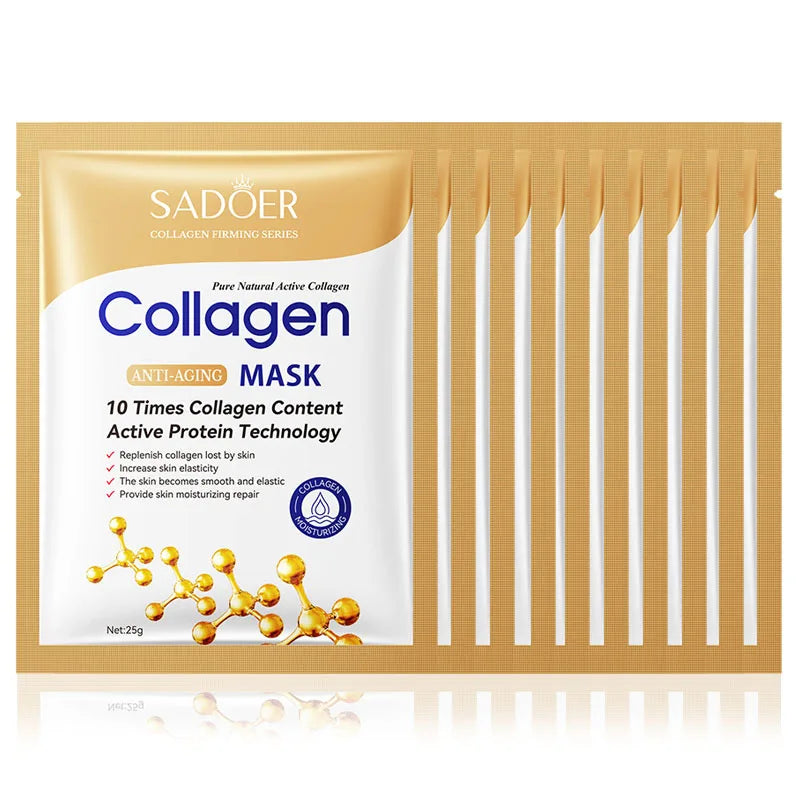 10pcs Anti-wrinkle Collagen Face Mask, Moisturizing Anti-Aging Repair, Brightening skincare Face Sheet Mask