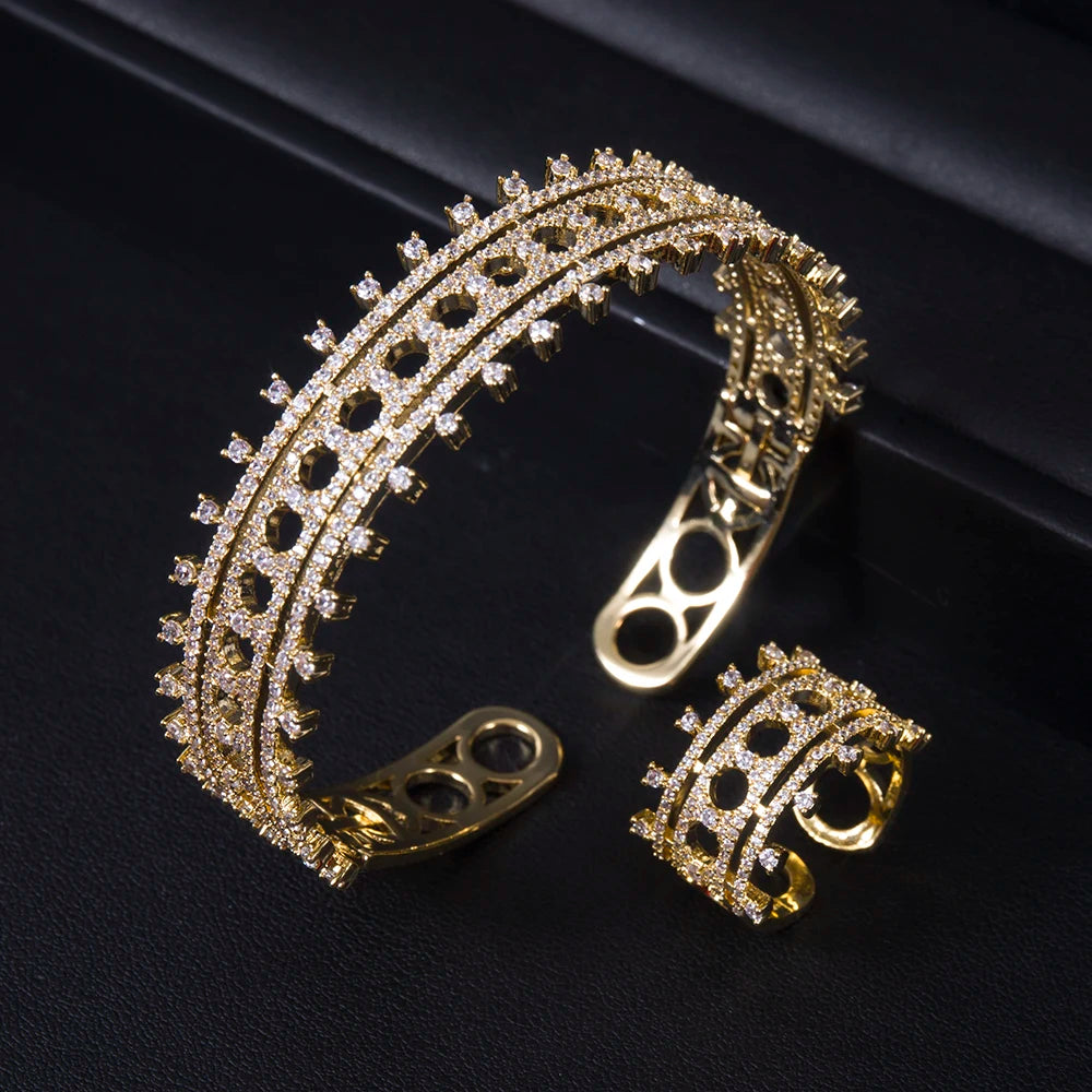 2PCS Dubai Bangle Jewelry Ring Set