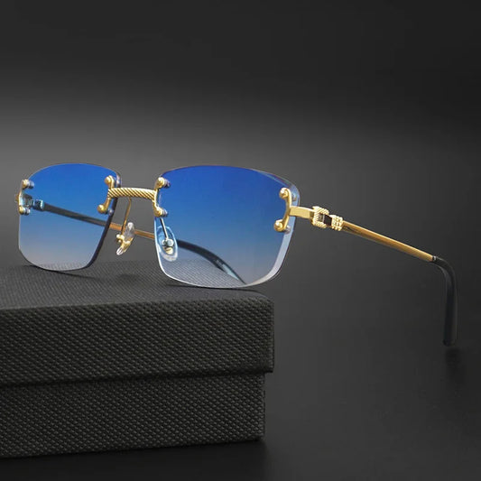 Square Sunglasses Men Women UV400 Small Gradient Frameless Sun Glasses For Men Popular High Quality Metal Eyewear - Hiron Store