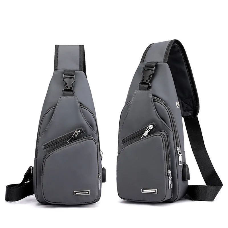 Men Anti Theft Chest Bag Shoulder Bags Short Trip Messengers Bags Men's Leather Sling Pack USB Charging Crossbody Package School - Hiron Store