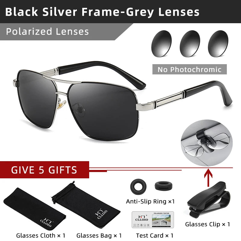 CLLOIO Classic Men & Women  Sunglasses,  Polarized Driving Shades Sun Glasses, Travel Anti-glare ,Chameleon Glasses
