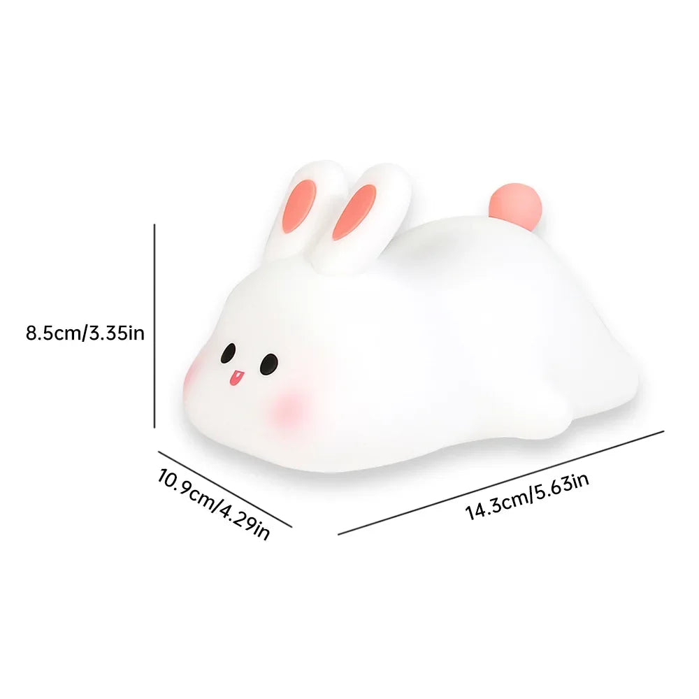 Silicone Touch-sensitive Big-faced Bunny Night Light Lamps for Room Décor Lamp