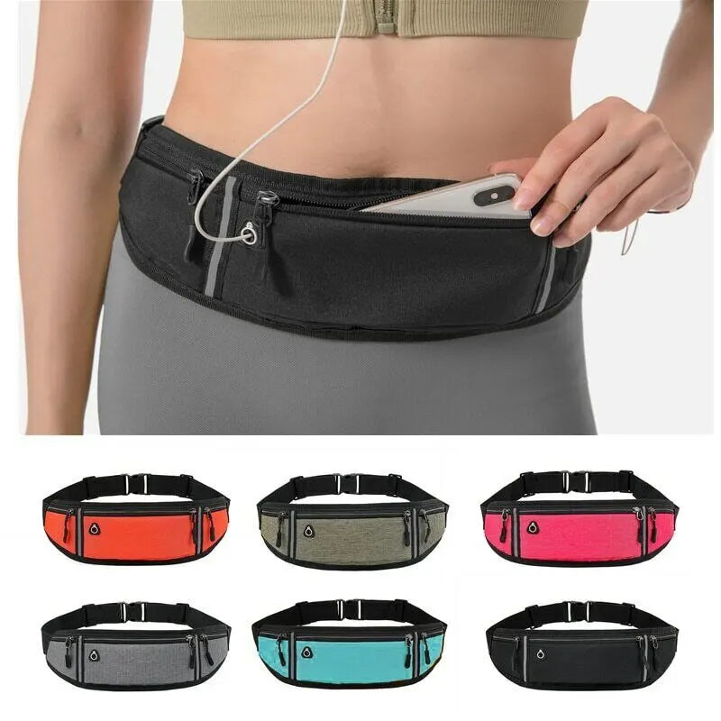 Waterproof Lightweight Reflective Strip Waist Fanny Pack Gym Sports Running Waist Bag Adjustable Elastic Straps - Hiron Store